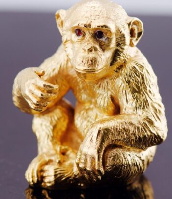 Antique Fabergé 18K Vermeil Silver Monkey Figure by Julius Rappoport (c. 1880s)