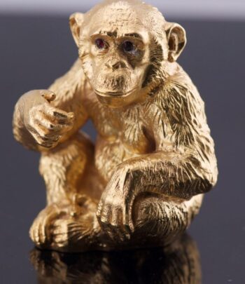 Antique Fabergé 18K Vermeil Silver Monkey Figure by Julius Rappoport (c. 1880s)