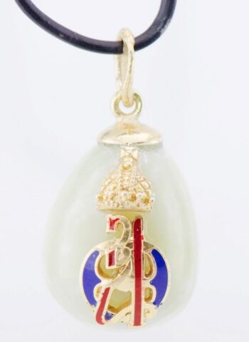 Antique Fabergé Hand-Carved Jade Easter Egg Pendant Fob Royal Monogram c1907