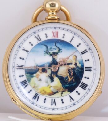 c.1850 Memento Mori Skull Antique Pocket Watch – 18k Vermeil, Goya Occult Dial
