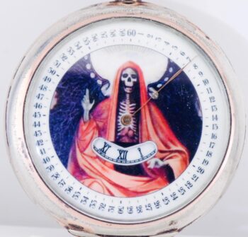 RARE MEMENTO MORI DIGITAL JUMP-HOUR Invar POCKET WATCH Silver 