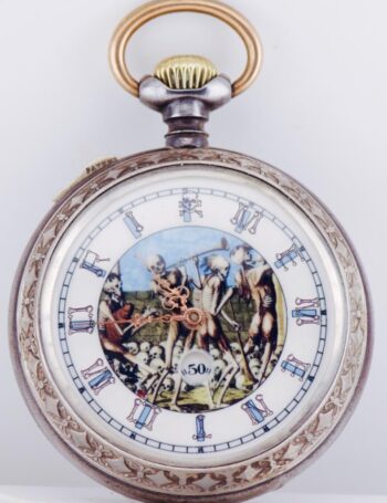 EXTREMELY RARE c.1890s Memento Mori Antique Pocket Watch | DIGITAL SECONDS DIAL