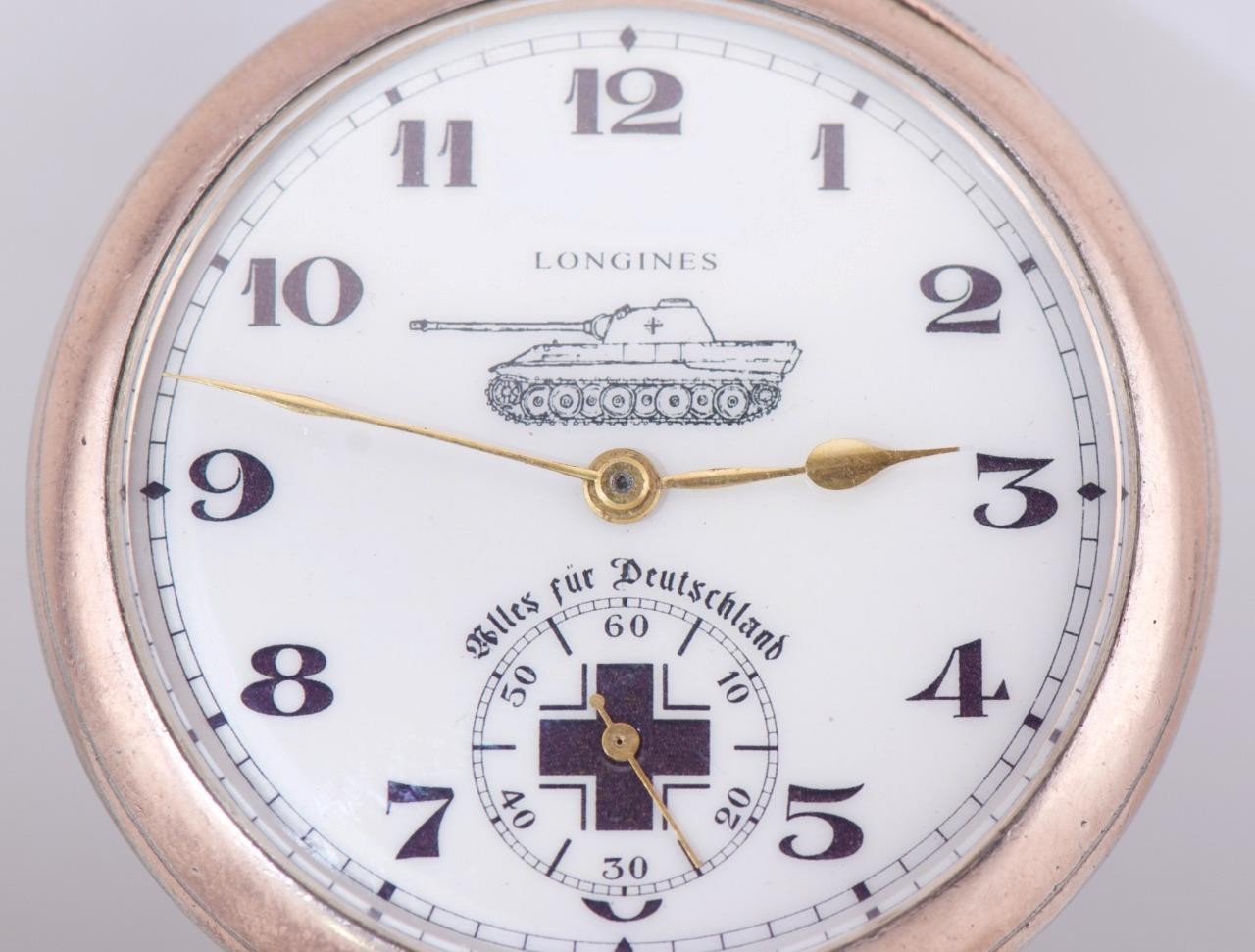 ANTIQUE 1930s LONGINES Silver "9 Grands Prix" Pocket Watch – German Tank Brigade