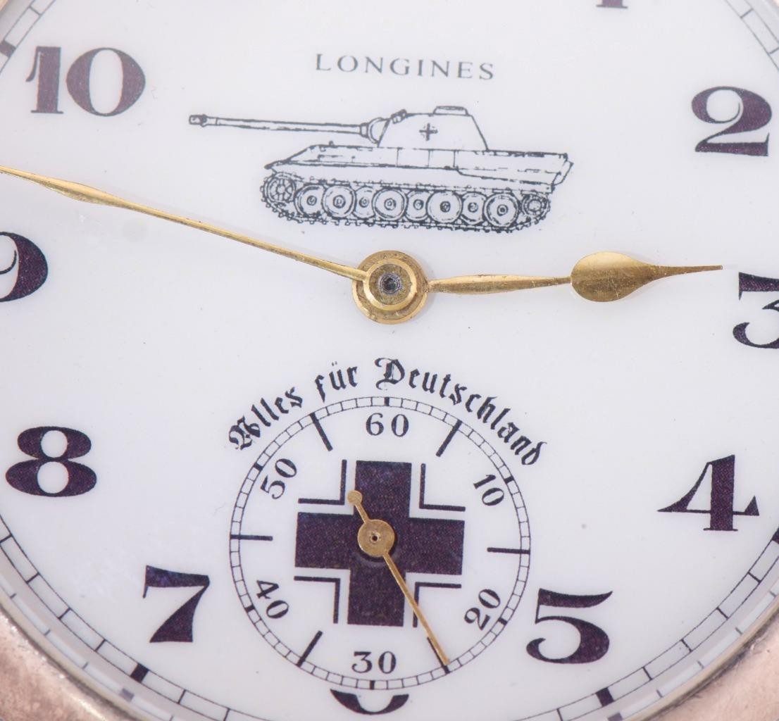ANTIQUE 1930s LONGINES Silver "9 Grands Prix" Pocket Watch – German Tank Brigade