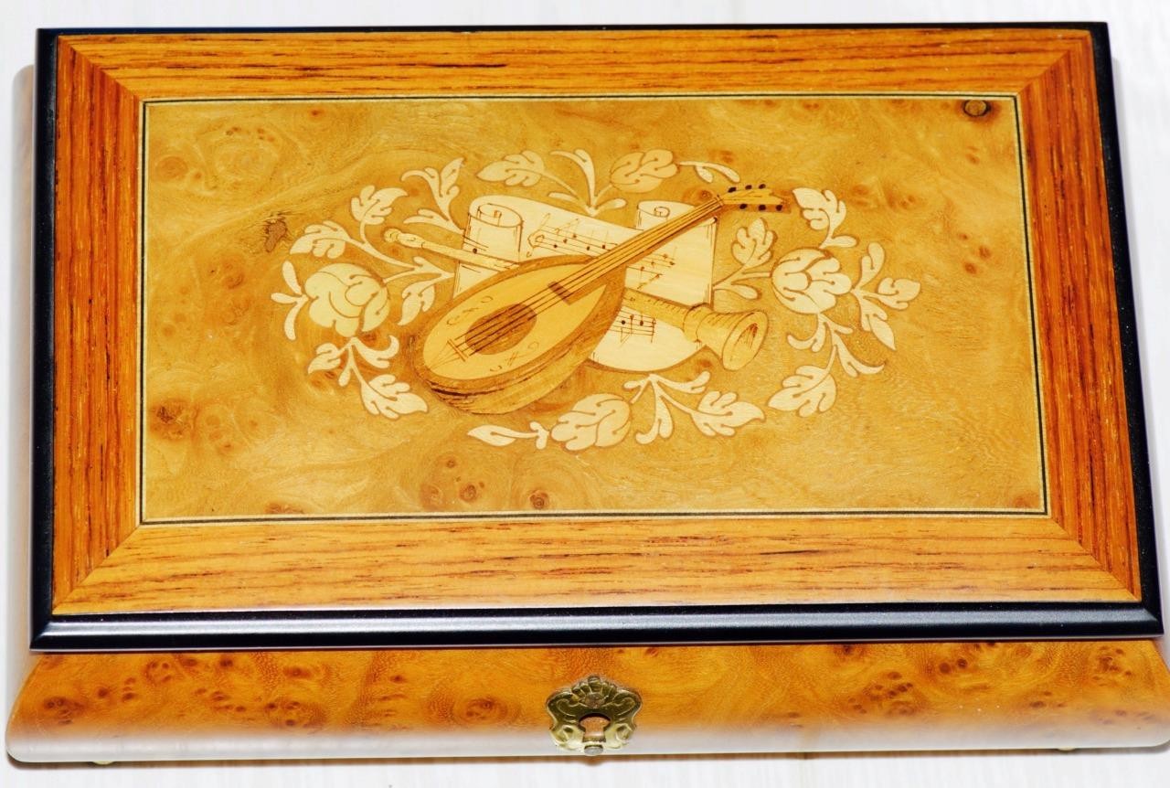 Exceptional Vintage REUGE Swiss Cylinder Music Box | Acajou Burl Wood MINT