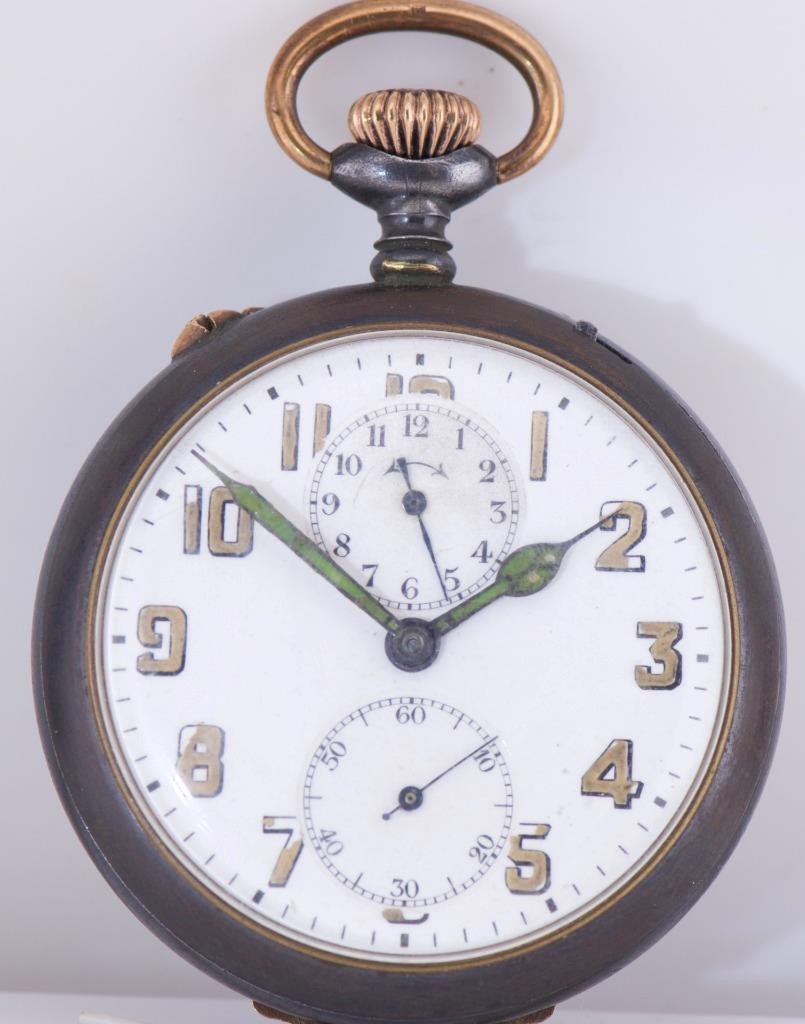 RARE WWI German Army Tank Brigade Officer Award Alarm Pocket Watch | Totenkopf
