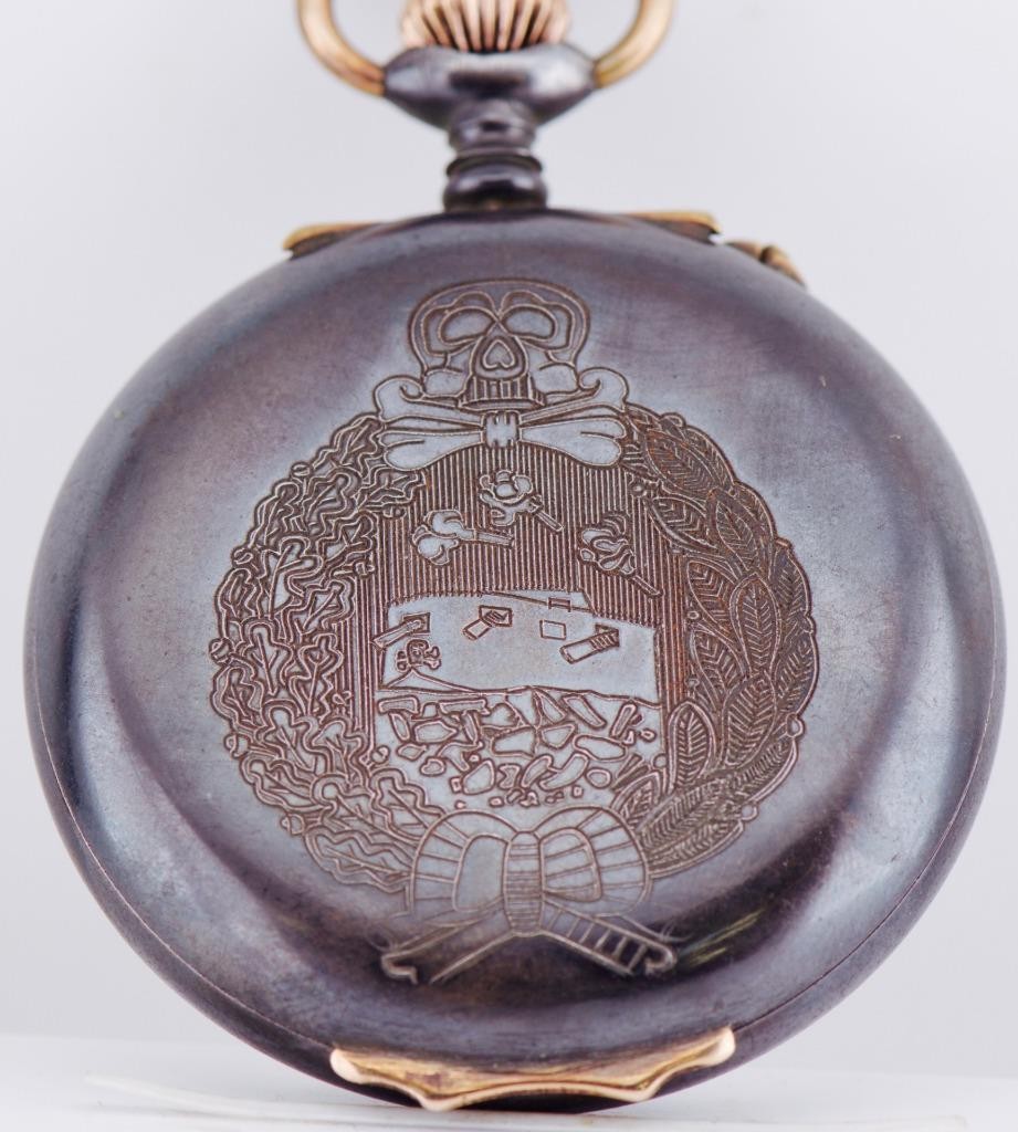 RARE WWI German Army Tank Brigade Officer Award Alarm Pocket Watch | Totenkopf