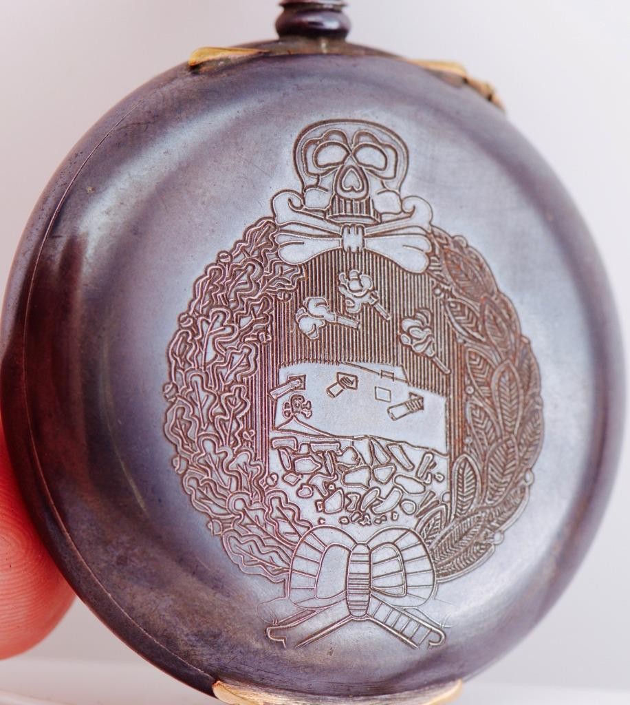RARE WWI German Army Tank Brigade Officer Award Alarm Pocket Watch | Totenkopf