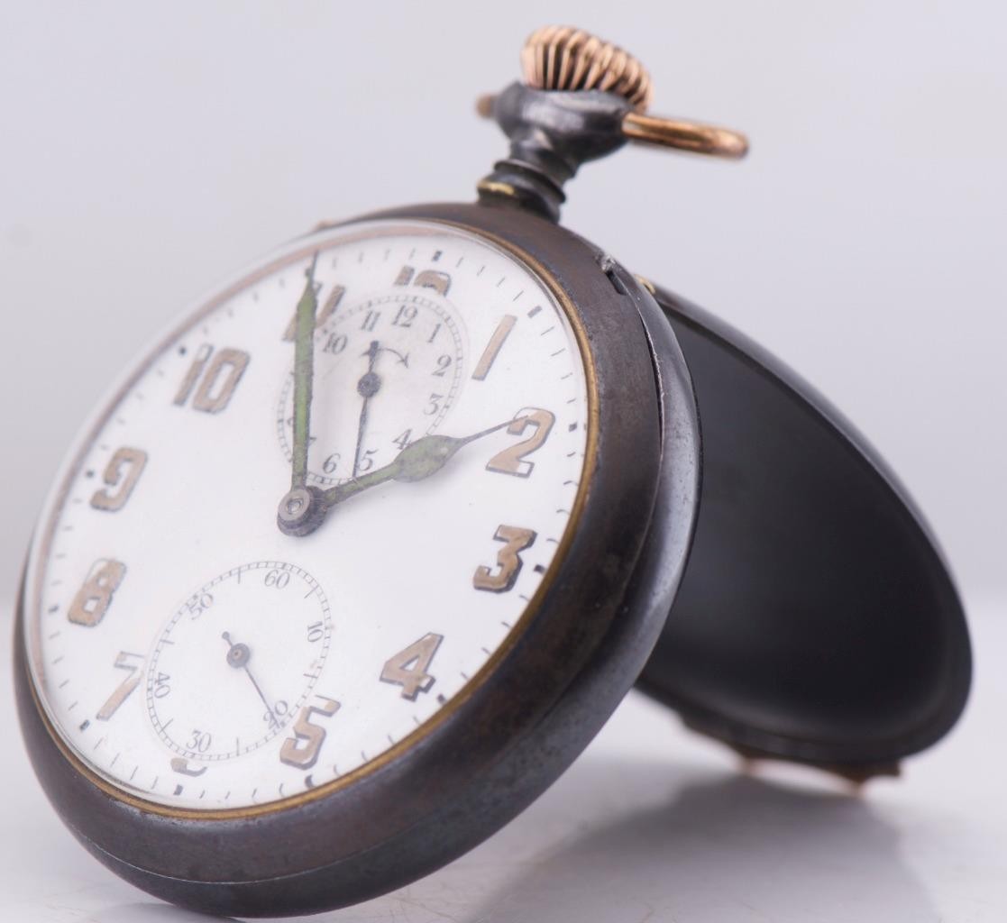 RARE WWI German Army Tank Brigade Officer Award Alarm Pocket Watch | Totenkopf