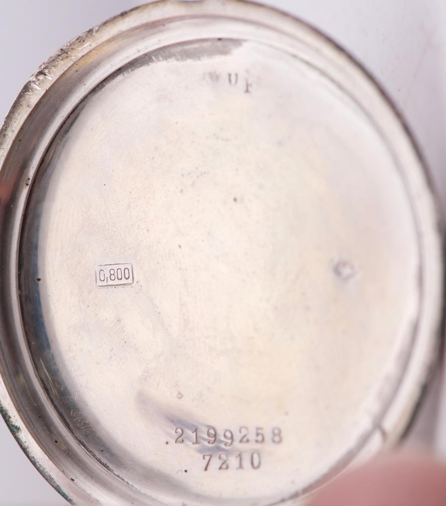 Antique Late 19th C. Memento Mori Solid 800 Silver Pocket Watch – Jump Hour Dial