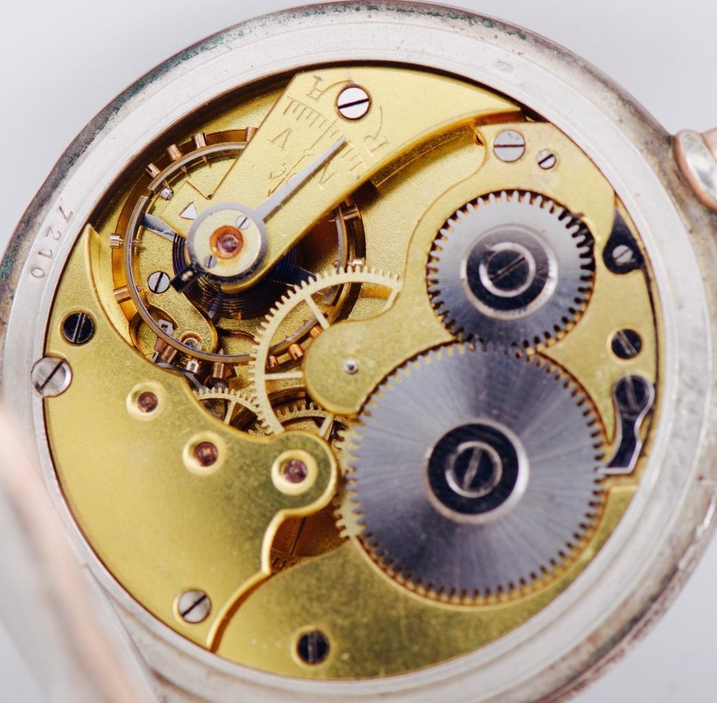 Antique Late 19th C. Memento Mori Solid 800 Silver Pocket Watch – Jump Hour Dial