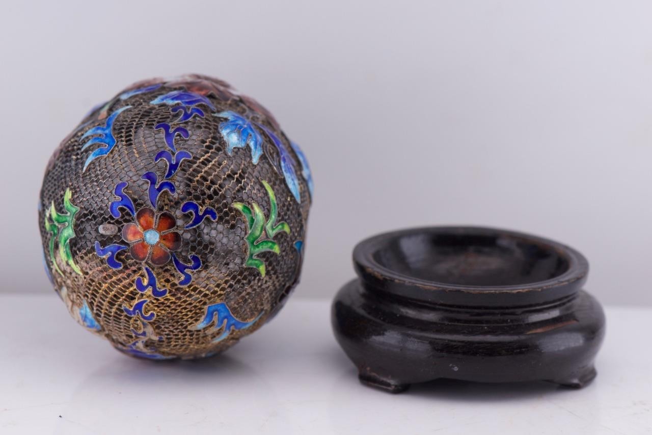 EXQUISITE Antique Sterling Silver Filigree & Enamel Easter Egg – 88mm-c1800's