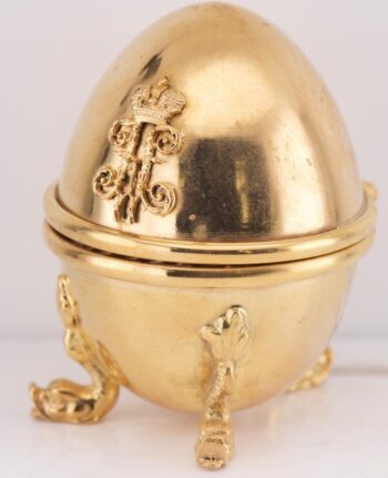 MUSEUM-GRADE ANTIQUE FABERGE 14K GOLD ENAMEL RING & PRESENTATION EGG c1914-Tsar