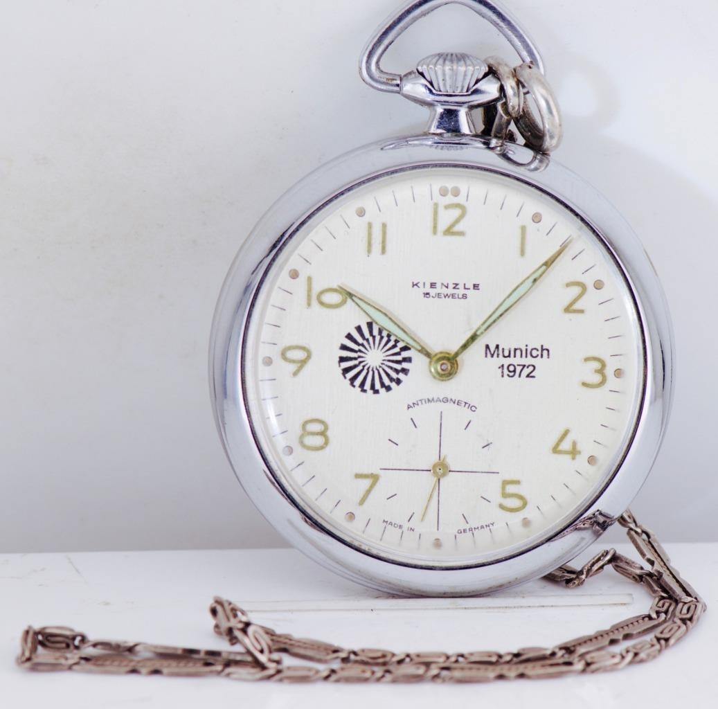 Vintage Kienzle 1972 Munich Olympics Pocket Watch - 15 Jewels - Germany- Working