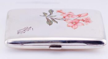 Antiqu Faberge Silver Hand Painted Enamel Cigarette Case c1906 RARE