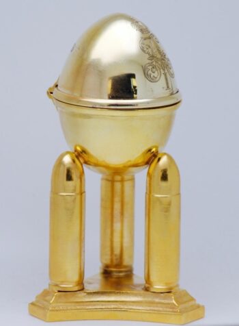 Antique 18k Gold Plated Silver Easter Egg Verge Fusee Clock Military Award c1810