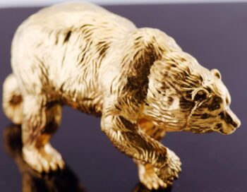 Antique Faberge Vermeil Bear Figurine – 18k Gold Plated Solid Silver c1880's