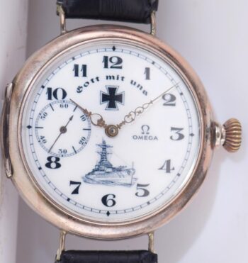 RARE Antique 1930s OMEGA Grand-Prix 0.800 Silver German Naval Wristwatch
