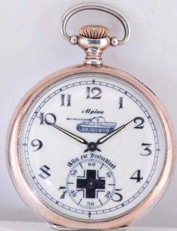 ALPINA Glashütte Silver Chronometer Pocket Watch German Tank Brigade c1940's