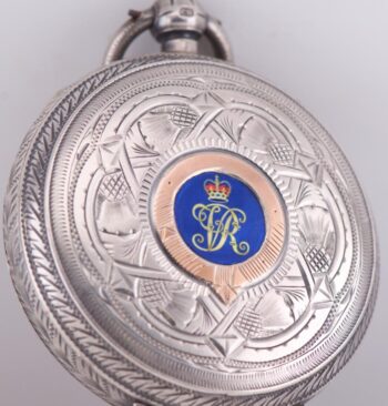 Antique Silver Gold Enamel Pocket Watch Awarded by Queen Victoria 1890 J.Forrest