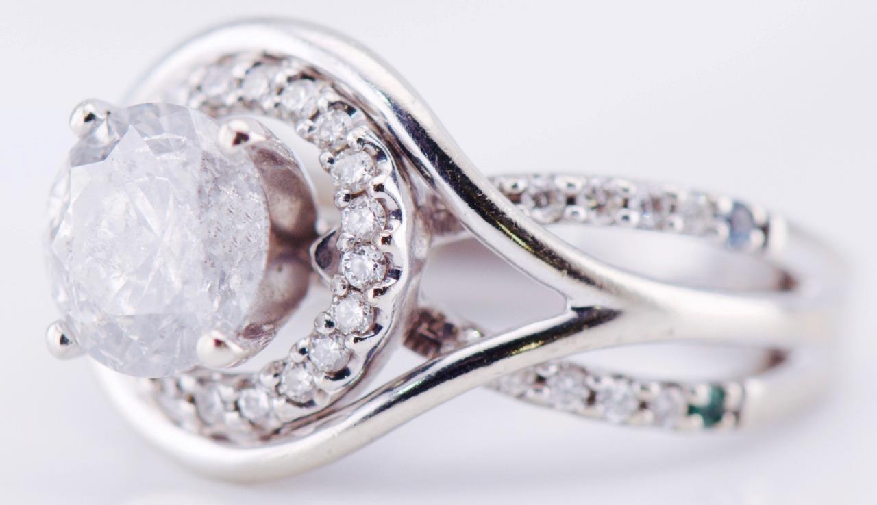 Estate Designers Yalina Engagement Ring 14k White Gold and 2ct Diamond