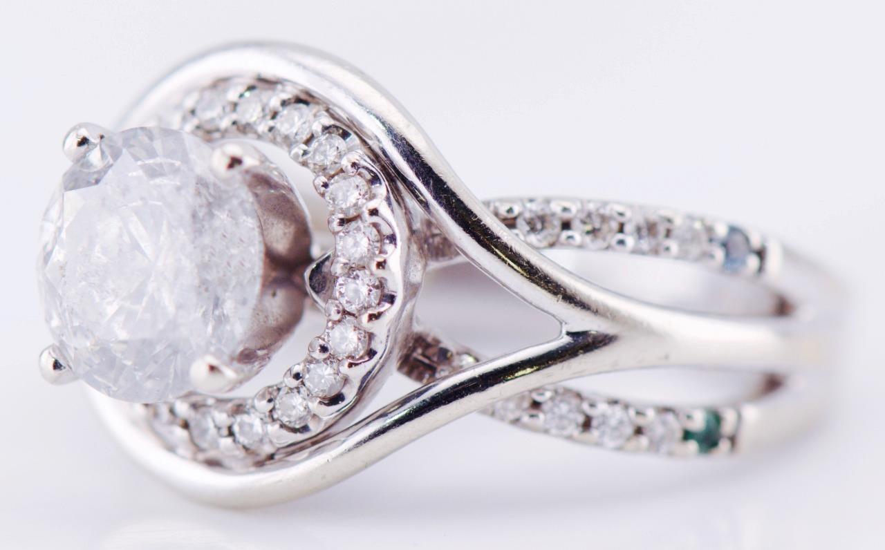 Estate Designers Yalina Engagement Ring 14k White Gold and 2ct Diamond