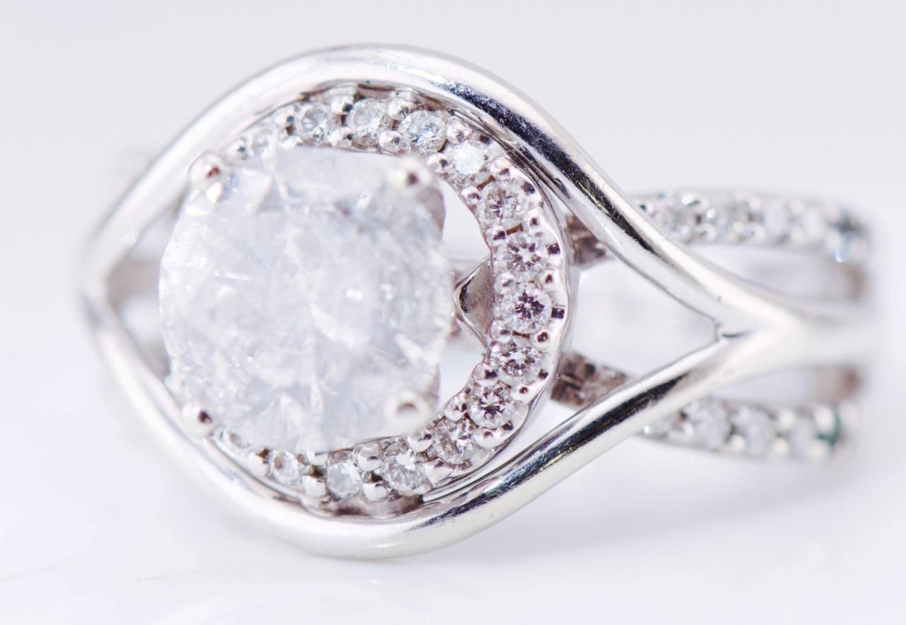 Estate Designers Yalina Engagement Ring 14k White Gold and 2ct Diamond