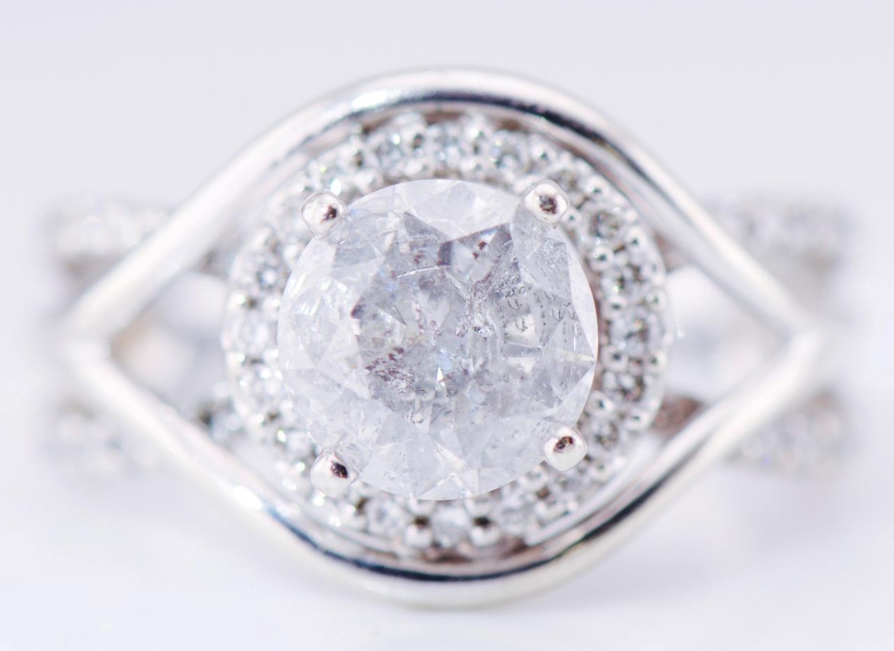 Estate Designers Yalina Engagement Ring 14k White Gold and 2ct Diamond