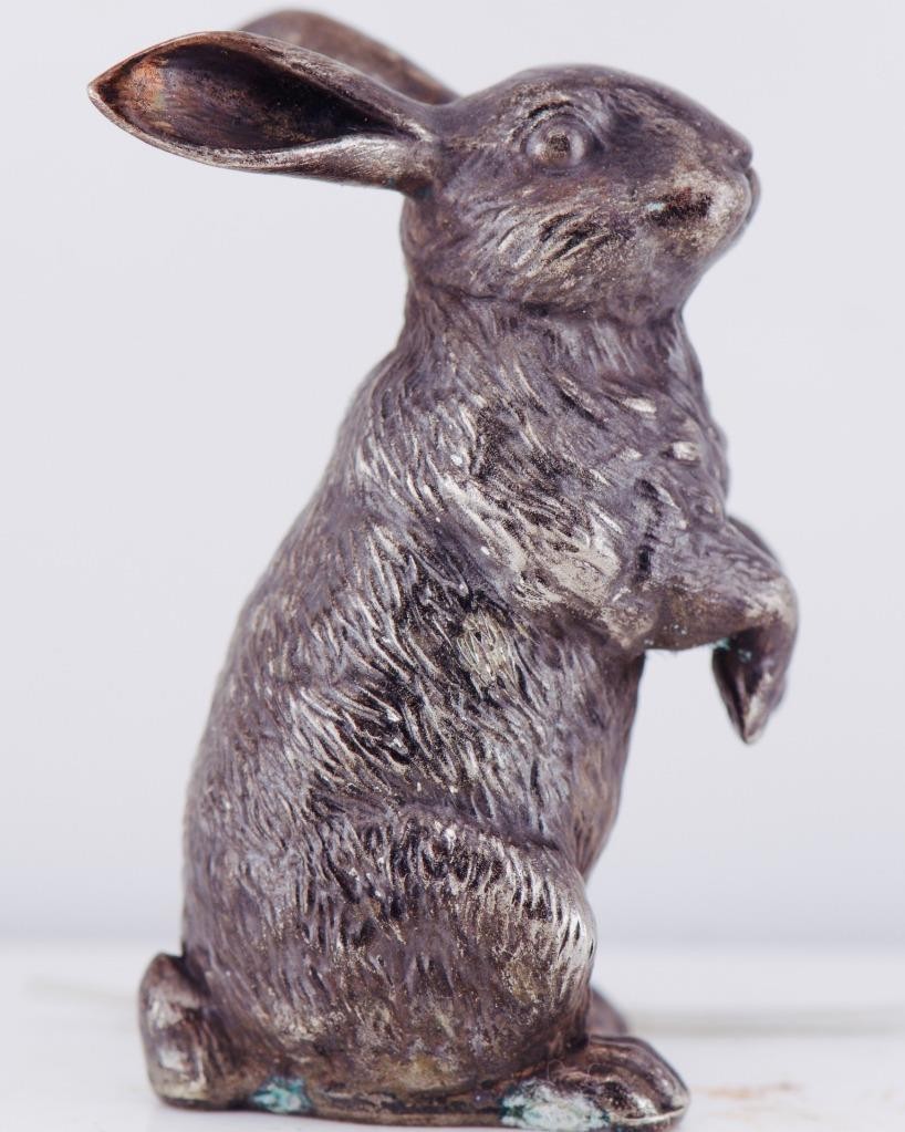 Antique FABERGE Silver Rabbit Figurine c1880's by Julius Rappoport 46mm c1880s
