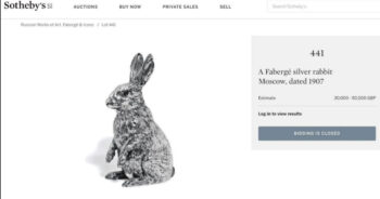 Antique FABERGE Silver Rabbit Figurine c1880's by Julius Rappoport 46mm c1880s