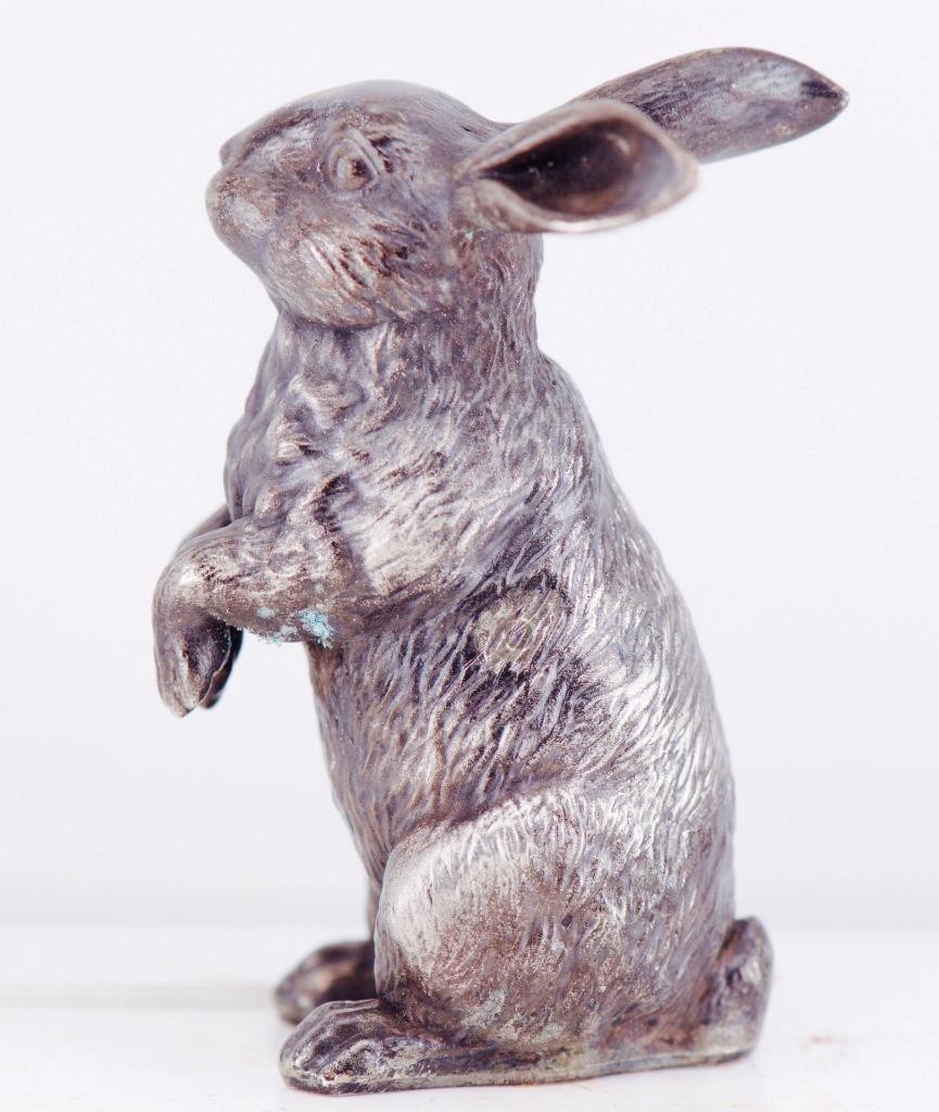 Antique FABERGE Silver Rabbit Figurine c1880's by Julius Rappoport 46mm c1880s