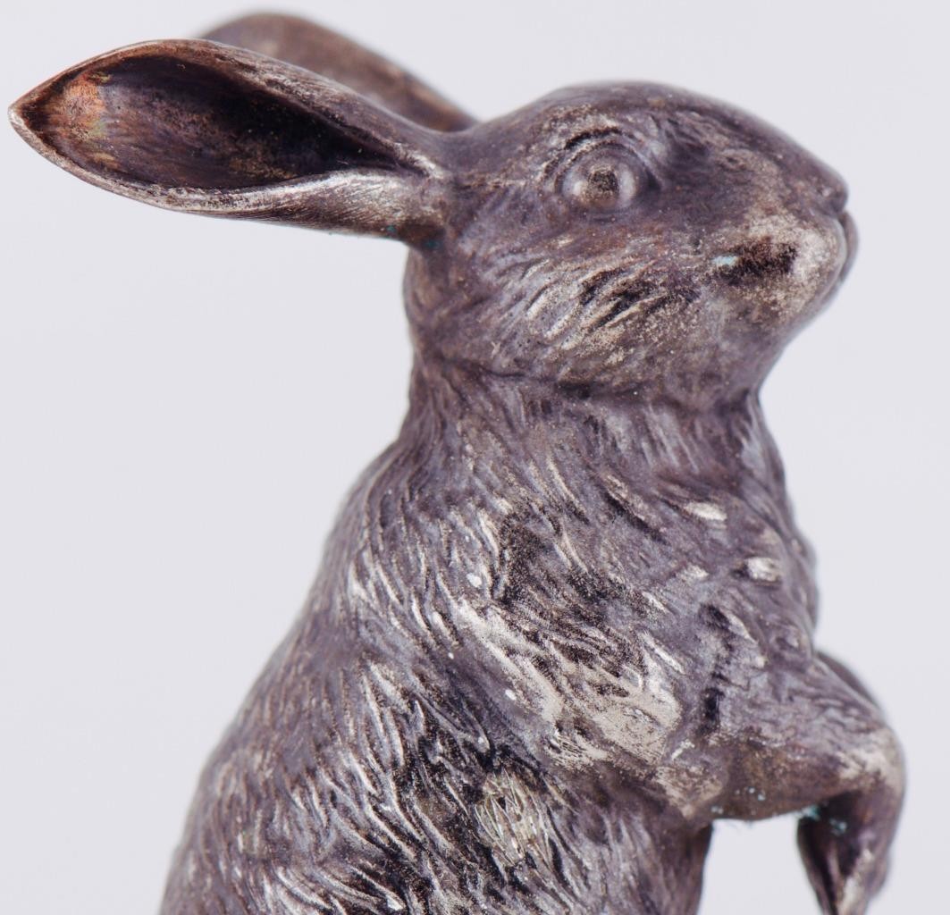 Antique FABERGE Silver Rabbit Figurine c1880's by Julius Rappoport 46mm c1880s