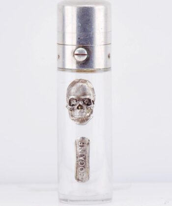 Antique Victorian Solid Silver Cocaine Poison Bottle Savory & Moore London Skull