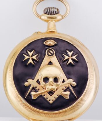 Antique Masonic VOGT Pocket Watch Memento Mori Skull All-Seeing Eye c.1890 RARE