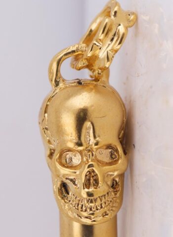 Rare Antique 19th Century Memento Mori Skull Whistle Pendant | 18k Gold Plated |