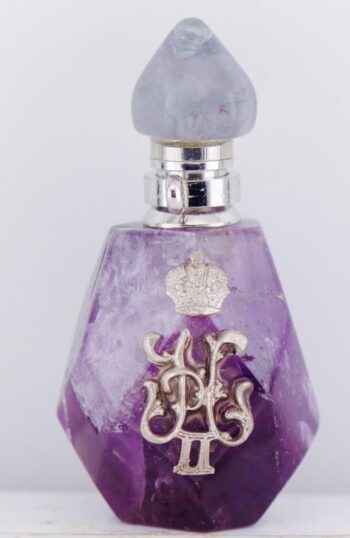 Rare Antique Imperial Presentation Perfume Bottle | Carved Amethyst & Silver |