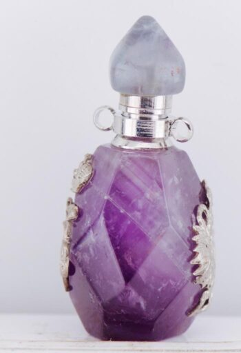 Rare Antique Imperial Presentation Perfume Bottle | Carved Amethyst & Silver |