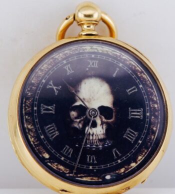 RARE Museum Quality French 'Memento Mori' Skull Pocket Watch – 18k Vermeil