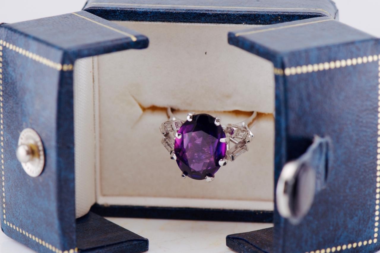EXQUISITE ANTIQUE ART DECO Tiffany & Co. 18k White Gold 5.0ct Amethyst & Diamond