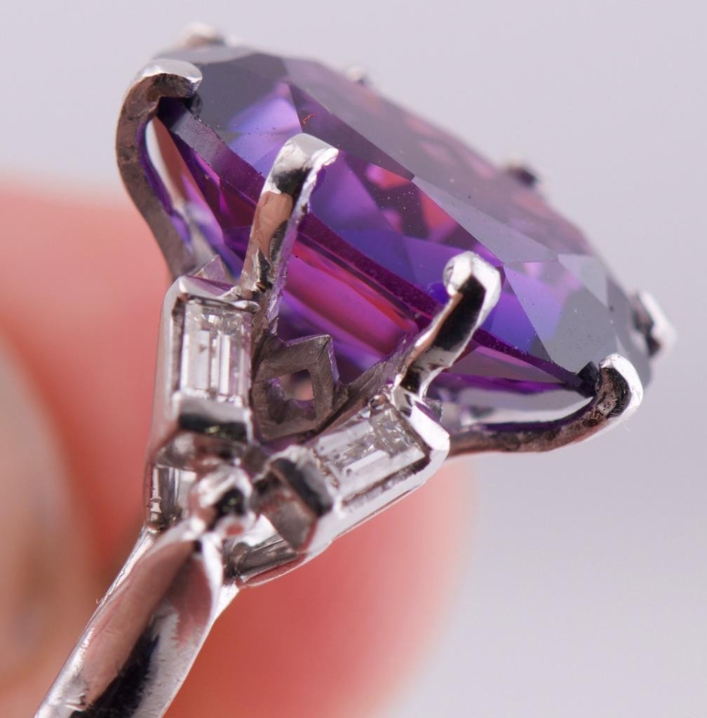 EXQUISITE ANTIQUE ART DECO Tiffany & Co. 18k White Gold 5.0ct Amethyst & Diamond