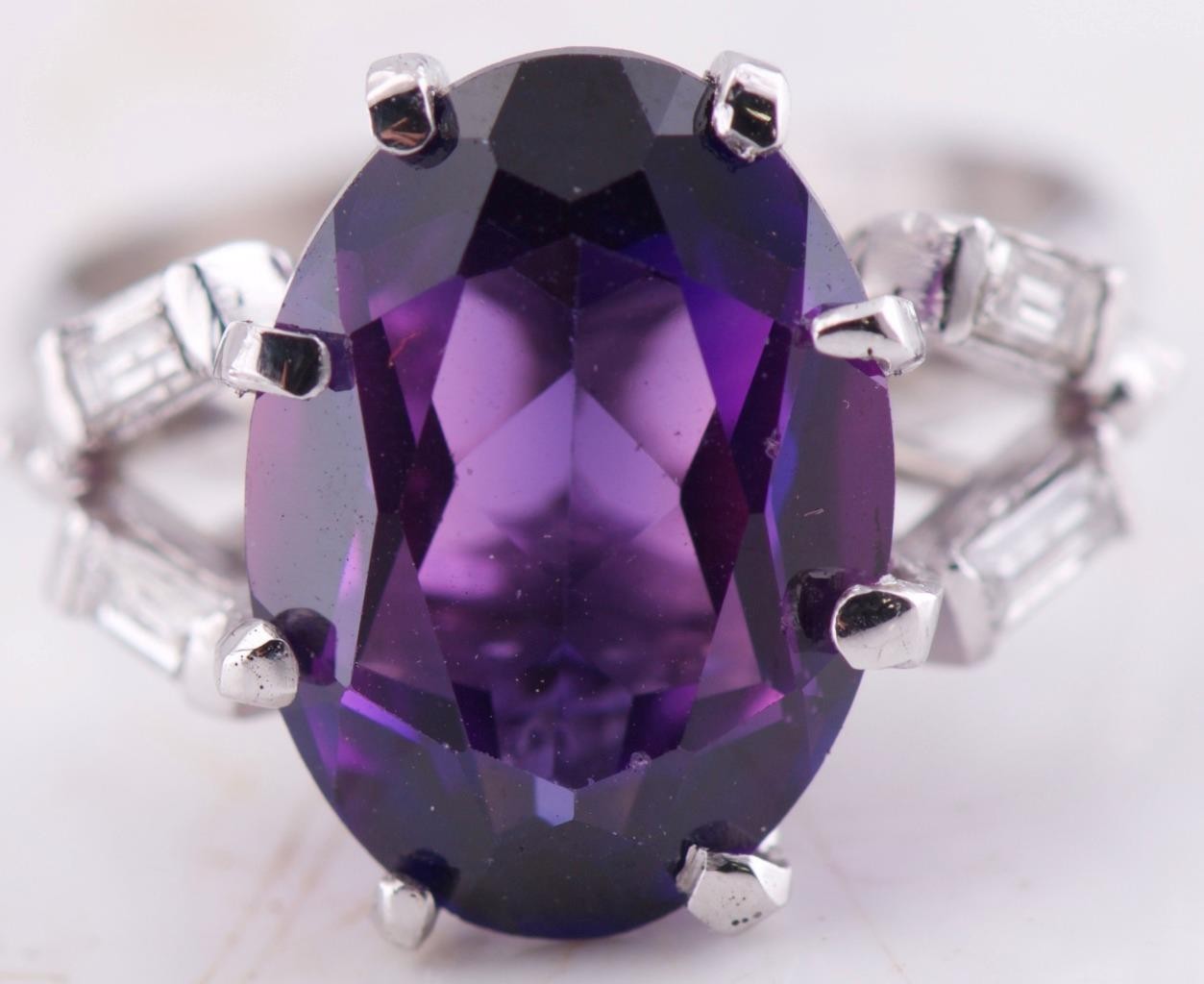 EXQUISITE ANTIQUE ART DECO Tiffany & Co. 18k White Gold 5.0ct Amethyst & Diamond