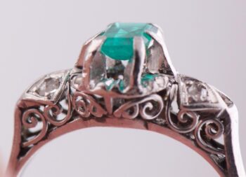 ANTIQUE ART DECO Lucien Gaillard Platinum 0.50ct Emerald & Diamonds Ladies Ring