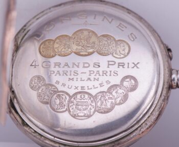 Antique Longines Silver Grand-Prix Pocket Watch Military Officer Award c1907