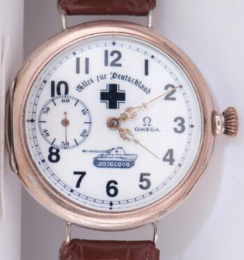 Antique 1930s OMEGA Grand-Prix 0.800 Silver Wristwatch – German Tank Brigade