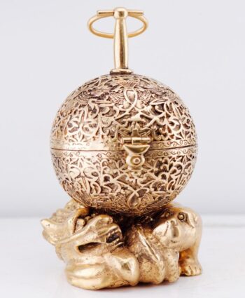 ANTIQUE Late 18th Century French Ormolu Ball-Shaped Verge Fusee Watch Desk Stand