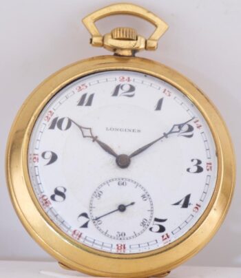 ANTIQUE 1936 Longines XI Olympiad Berlin Olympic Pocket Watch - 18k Gold Plated