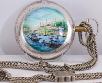 ANTIQUE c.1730s English Silver Pair Case Verge Fusee Pocket Watch Ottoman Market