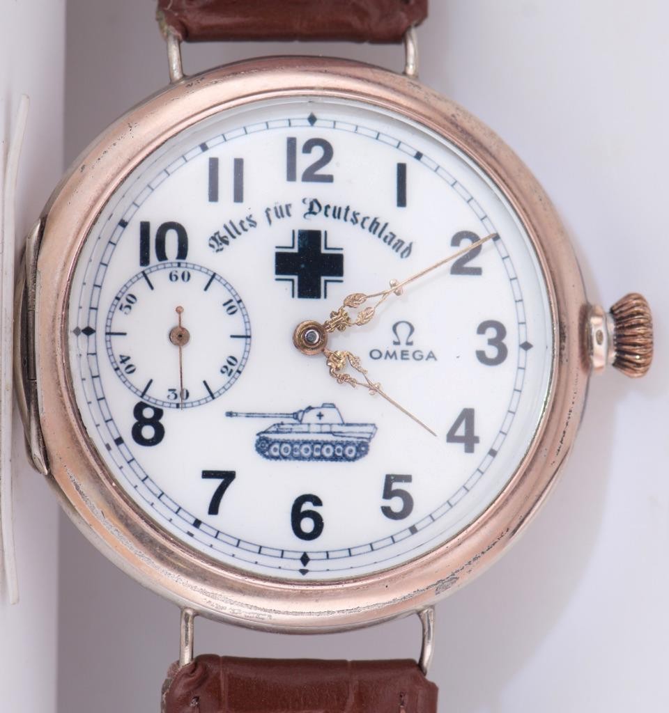 RARE Antique 1930s OMEGA Grand-Prix Silver Wristwatch – German Tank Brigade