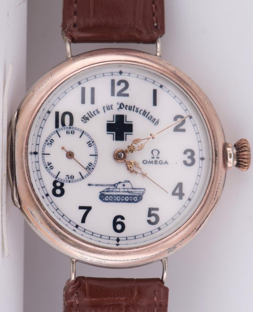 RARE Antique 1930s OMEGA Grand-Prix Silver Wristwatch – German Tank Brigade