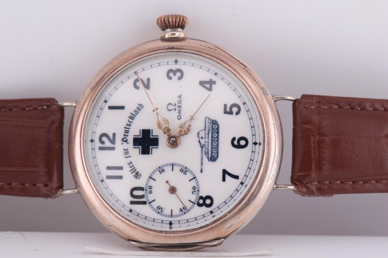 RARE Antique 1930s OMEGA Grand-Prix Silver Wristwatch – German Tank Brigade
